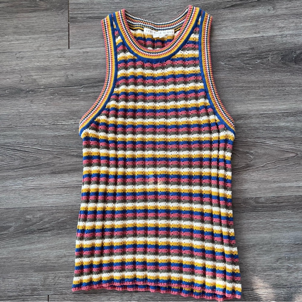 Veronica Beard Jerrel striped knit cotton tank top